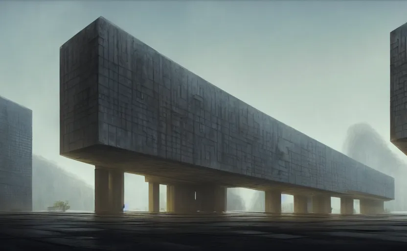 Image similar to exterior shot of utopian english brutalist chinese stronghold architecture with cinematic lighting by zaha hadid peter zumthor and renzo piano and, darek zabrocki and greg ruthkowski, simon stalenhag, cinematic, holy place, paradise, scifi, futurism, atmospheric, concept art, artstation, trending on artstation