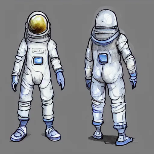 Prompt: pen and ink and pencil sketch character concept design game asset of sketches watercolor of a boy scientist wearing a home made science fiction retro space suit by Stanley Artgerm Lau, WLOP, Rossdraws, James Jean, Andrei Riabovitchev, Marc Simonetti, and Sakimichan, tranding on artstation , assets, character design, tending on pinterest, trending on cgtalk, trending on concept art, trending on character design