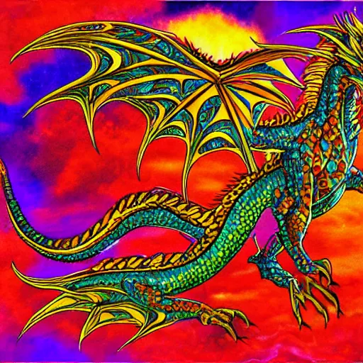 Prompt: a majestic dragon, hd, high quality psychedelic art