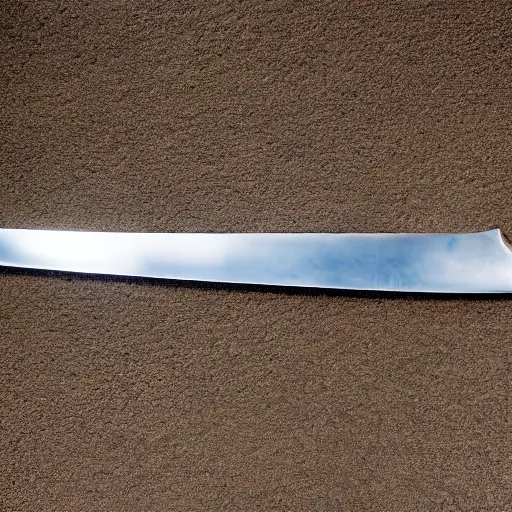 Image similar to medium shot of a sword on the ground. ( museum picture, 4 k )