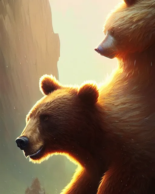 Prompt: highly detailed vfx portrait of a ferocious bear, stephen bliss, unreal engine, greg rutkowski, loish, rhads, beeple, makoto shinkai and lois van baarle, ilya kuvshinov, rossdraws, tom bagshaw, alphonse mucha, global illumination, detailed and intricate environment