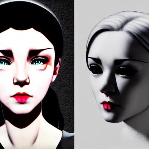 Image similar to bored actress with low eyes and dark circles. underground box office hit, comedy and seventies italian horror movie, unreal engine, intricate, ultra detailed 8 k, ambient occlusion, best, cool, extremely beautiful and aesthetic shape of face and neck, art by hiroaki samura and ilya kuvshinov and rossdraws andy warhol