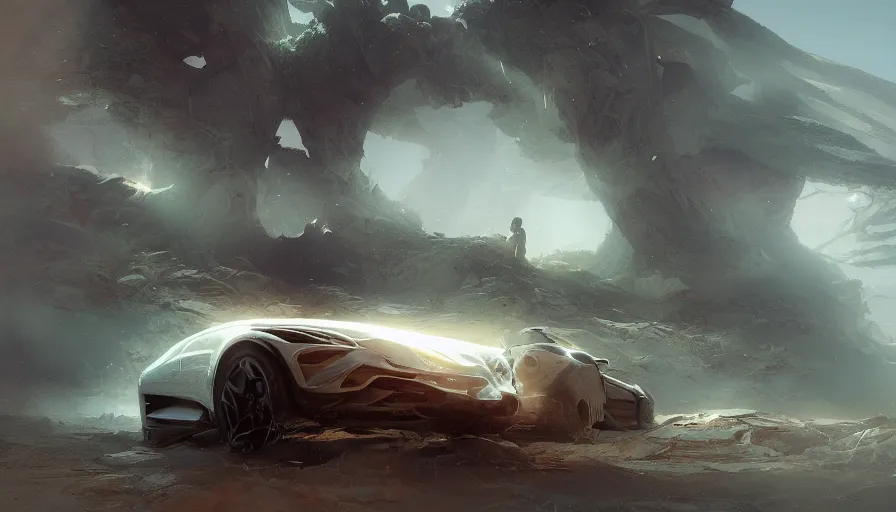 Image similar to a beautiful concept design of a supercar converted into offroad suv by cory loftis, fenghua zhong, ryohei hase, ismail inceoglu and ruan jia. volumetric light, detailed, octane render, shadow of the tomb rider
