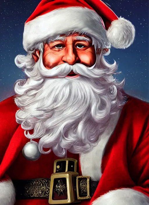 Image similar to digital _ painting _ of _ gangster santa clause _ by _ filipe _ pagliuso _ and _ justin _ gerard _ symmetric _ fantasy _ highly _ detailed _ realistic _ intricate _ port