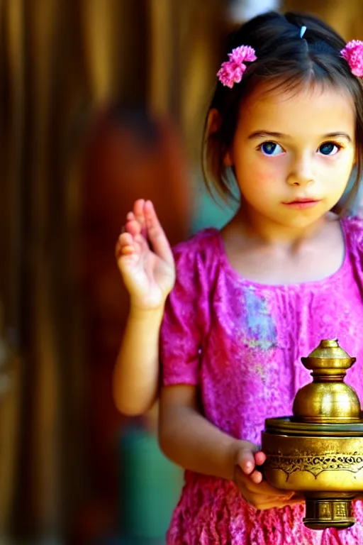 Image similar to a beautiful little girl holding a censer