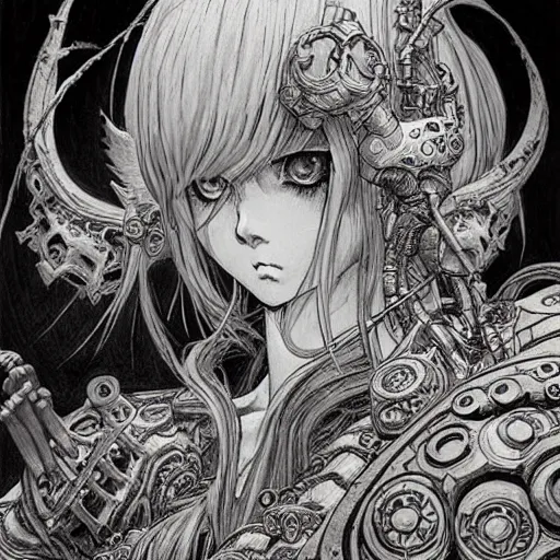 Image similar to prompt: World of Warcraft character portrait drawn Vania Zouravliov and Katsuhiro Otomo, inspired by Akira 1988 anime, magical and alchemical weapons, soft light, intricate detail, photorealistic style, intricate detailed oil painting, detailed illustration, oil painting, painterly feeling, intricate ink painting detail, sharp high detail, manga and anime 2000