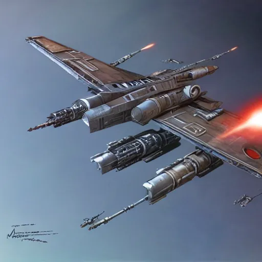 Prompt: scifi concept art by ralph mcquarrie and ralph mcquarrie, x wing starfighter, star wars expanded universe, intrincate, highly detailed, digital painting, artstation, concept art, smooth, sharp foccus ilustration, artstation hq