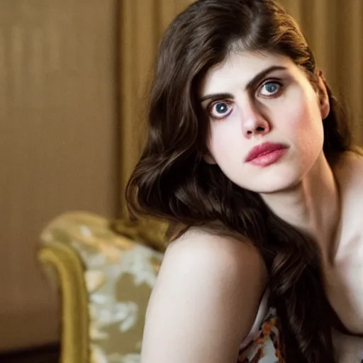 Image similar to alexandra daddario, wes anderson style