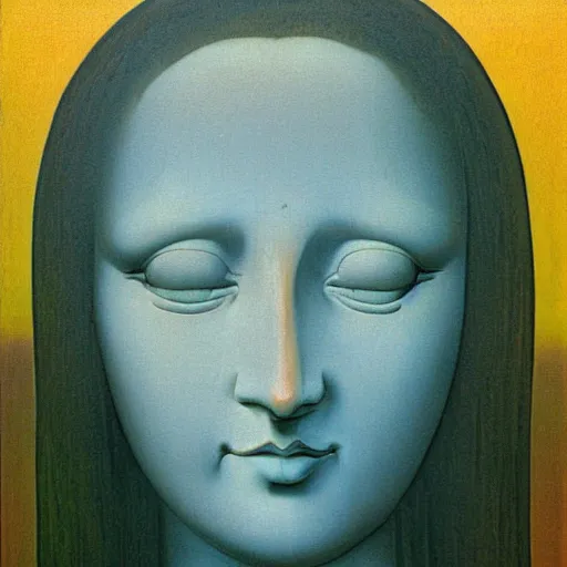 Prompt: the monalisa in the style of zdzisław beksiński