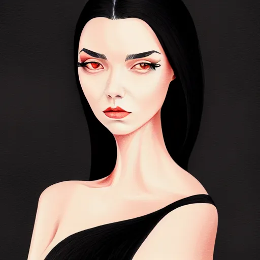 Prompt: portrait, woman with black hair, the lady of ash, elegant, illustration, intricate, sharp focus, digital painting