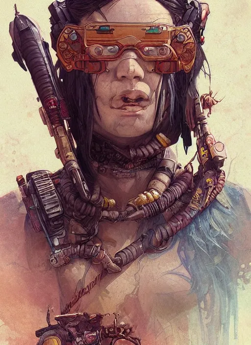 Prompt: hyper realistic photography portrait of postapocalyptic religious occult cyberpunk asian cyborg tribal amazon cinematic, brom, mucha, moebius juan gimenez artstation, cgsociety