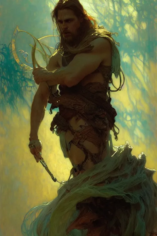 Image similar to attractive man, elden ring, cool colors, painting by gaston bussiere, craig mullins, greg rutkowski, alphonse mucha