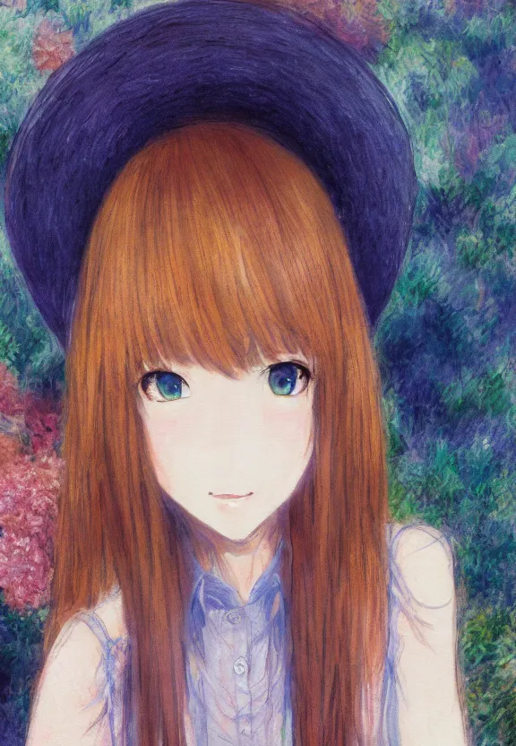 Image similar to macro portrait of a teenage girl, a natural outfit, tokyo anime scene, very anime in impressionist style, anime trending artwork, anime painter studio, by claude monet