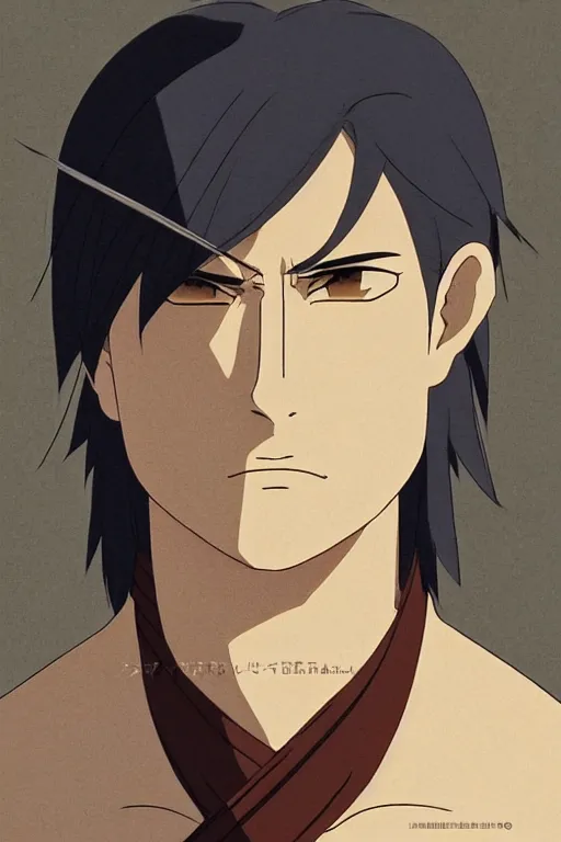 Prompt: face portrait of a handsome and muscular ronin with a square jawline, short messy hair, and wearing a haori, by makoto shinkai, takashi takeuchi, studio ghibli, wlop, kyoto studio, sharply focused, trending on pixiv fanbox, ultra high detail, vibrant colors, cinematic, glow