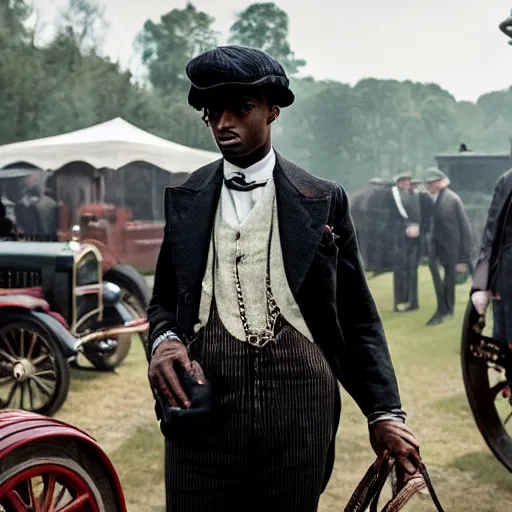 Image similar to playboi carti in peaky blinders 4 k the detailed super realistic