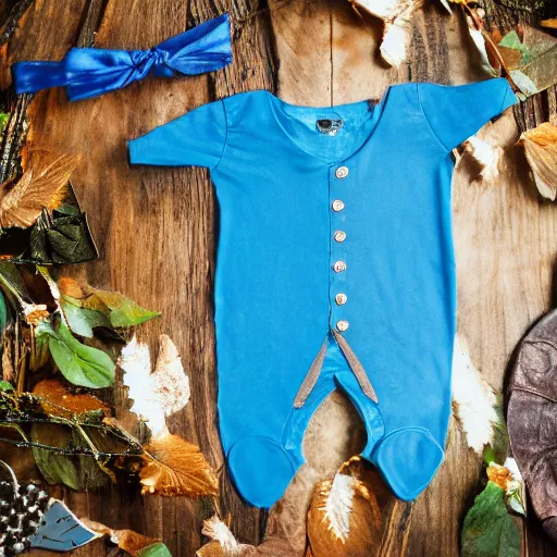 Image similar to blue'snappy gifts costume'in magical forest, gifts, dark atmosphere, high detail, soft lighting, 8 k