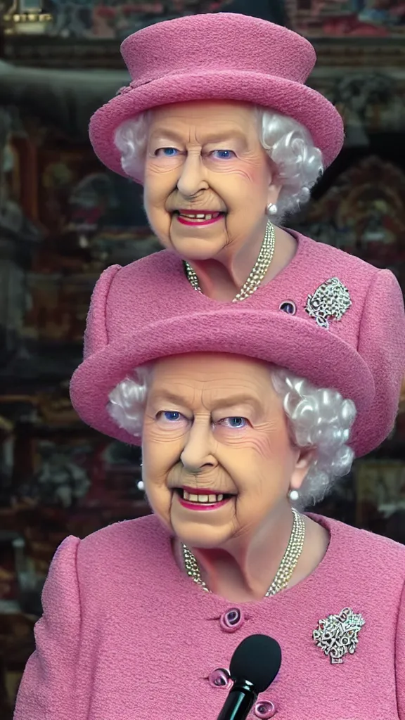 Prompt: queen elizabeth tiktok live stream screenshot