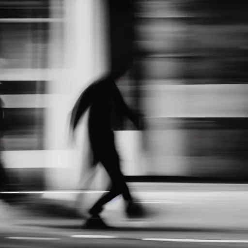 Image similar to an abstract photograph of two male shadowy figures, motion blur, 35 mm, black-and-white