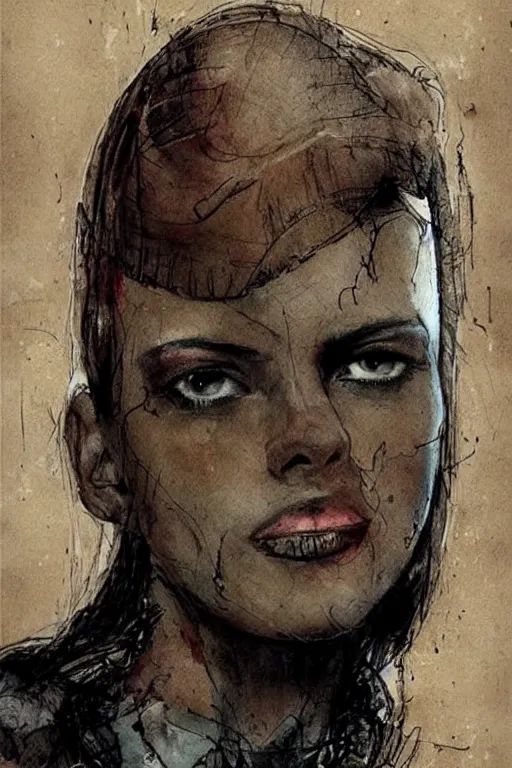 Image similar to portrait fashion model artwork by enki bilal