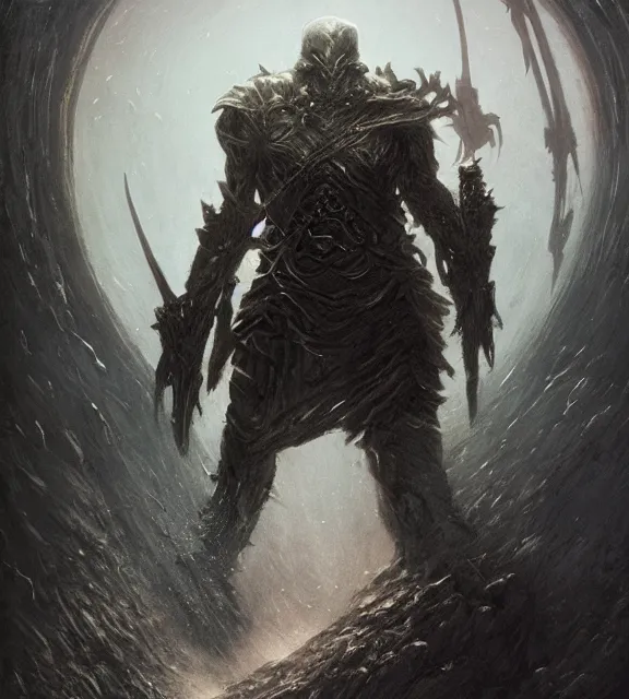 Image similar to hollow soldier concept, beksinski, age of sigma art, frank franzetta, ruan jia, dark soul armor concept, trending on artstation, wayne barlowe, adrian smith fantasy art, elden ring art, the hobbit art, lord of the ring art, infinity blade armor