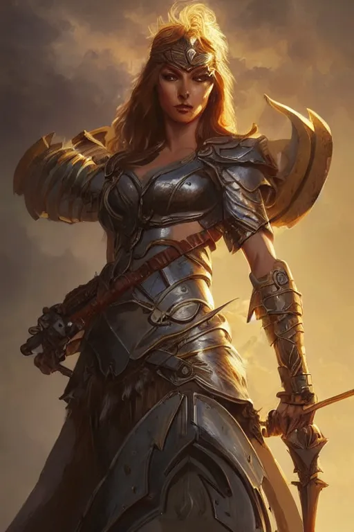 Image similar to amazon valkyrie athena, d & d, fantasy, portrait, highly detailed, headshot, digital painting, trending on artstation, concept art, sharp focus, illustration, art by artgerm and greg rutkowski and magali villeneuve