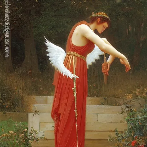 Image similar to Fallen royal knight with angel wings by Edmund Blair Leighton