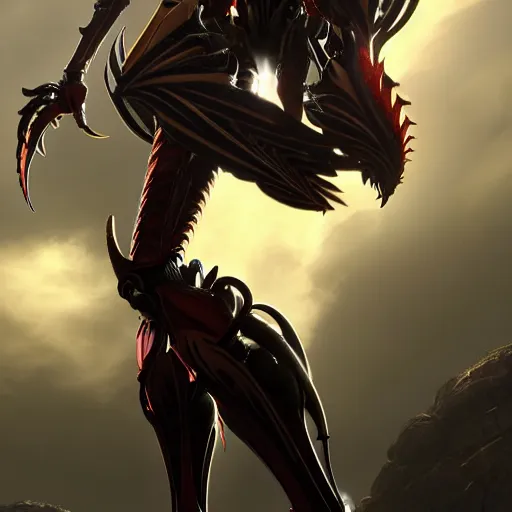 Image similar to highly detailed giantess shot exquisite warframe fanart, worms eye view, looking up at a giant 500 foot tall beautiful saryn prime female warframe, as a stunning anthropomorphic robot female dragon, looming over, posing elegantly, proportionally accurate, anatomically correct, sharp claws, two arms, two legs, camera close to the legs and feet, giantess shot, upward shot, ground view shot, leg and thigh shot, epic shot, high quality, captura, realistic, professional digital art, high end digital art, furry art, macro art, giantess art, anthro art, DeviantArt, artstation, Furaffinity, 3D realism, 8k HD render, epic lighting, depth of field