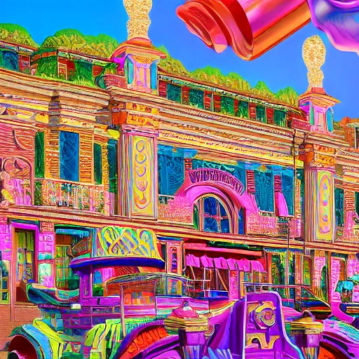 Prompt: small town made entirely of multi - colored play - doh, extreme realism, extremely detailed digital painting, highly detailed, abstract, 1 9 2 0's colored pencil art style, deep aesthetic, 8 k, highly ornate intricate details, cinematic lighting, rich colors, digital artwork, ray tracing, hyperrealistic, photorealistic, cinematic landscape, trending on artstation, concept art,