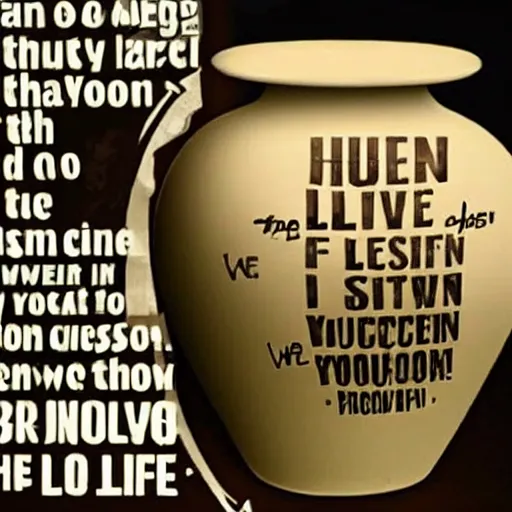 Image similar to the answer to the meaning of life inscribed on a vase in a nuclear apocalypse