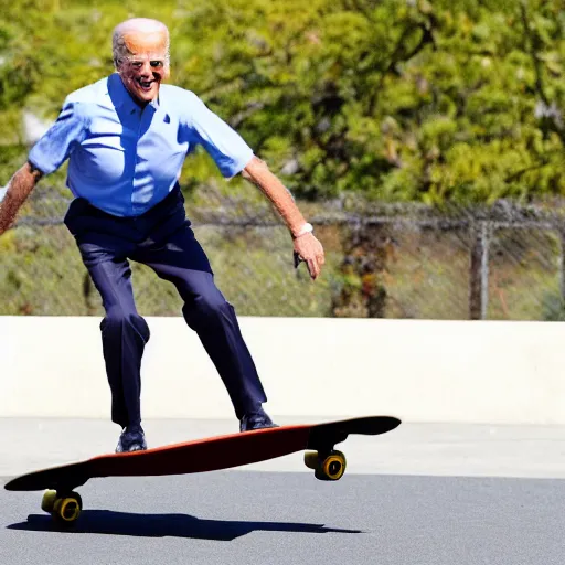 Prompt: Joe Biden riding a skateboard, hd