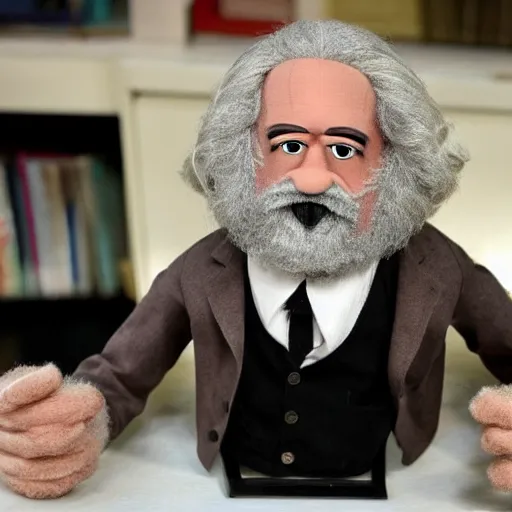 Image similar to karl marx as a muppet