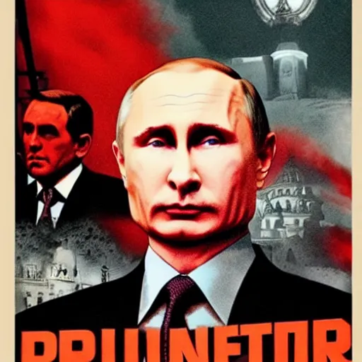 Prompt: putin is a monster, movie poster in the style of drew struzan