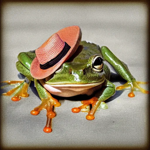Prompt: a frog with a hat