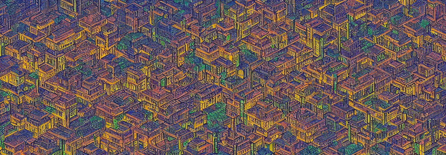 Image similar to axonomotetric view of a pixelart of Kowloon Walled City ,very detailed citycape at night, realistic, imaginfx, artstation, pintrerest, ukiuo-e and studio ghilbi style, /r/pixelart, gumroad,