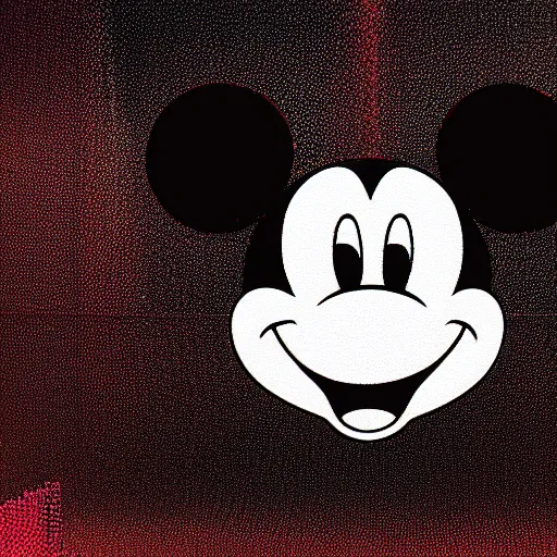 mickey mouse head, pixel glitch, synth wave, broken, | Stable Diffusion