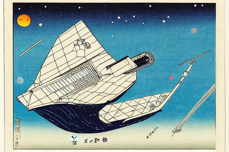 Prompt: hubble space telescope, with earth and stars in background ， by hiroshige utakawa