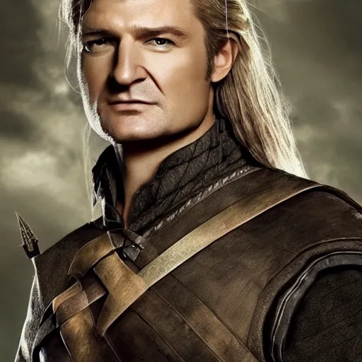 Prompt: epic high quality Nathan Fillion as legolas, fire