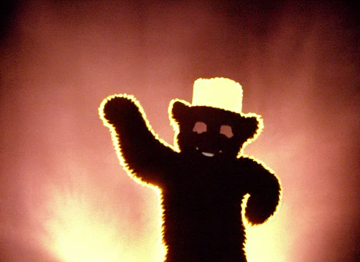 Image similar to publicity photo still of smokey the bear in korn live on stage 1 9 9 9, 8 k, live concert lighting, mid shot