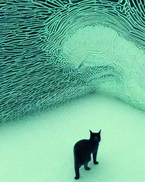 Image similar to a cat that walks through latent space visualization, generative art design