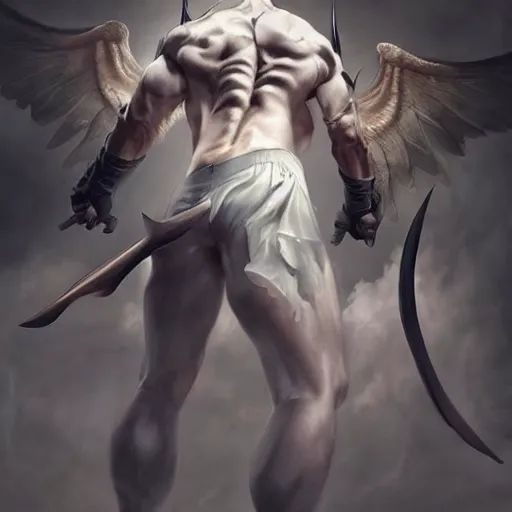 Prompt: man with bat wings for arms flying through air, fantasy, professionally retouched, soft lighting, powerful, realistic, face is obscured in shadow, wide angle, 8 k high definition, insanely detailed, intricate, elegant, art by artgerm and wlop