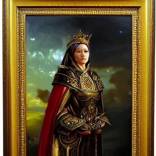 Image similar to female pope, an oil painting by ross tran and thomas kincade