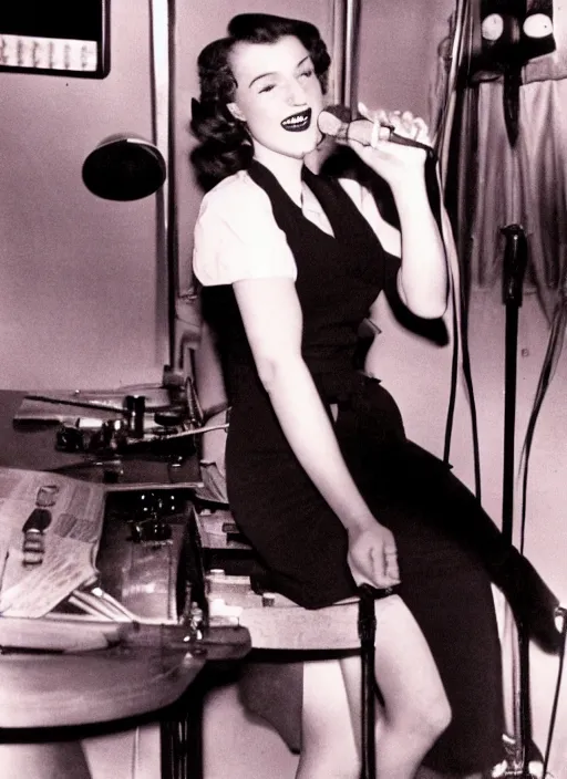 Image similar to a 1 9 4 0 s photograph of a singer in a jazz club, kodak kodachrome film photography, flash photography