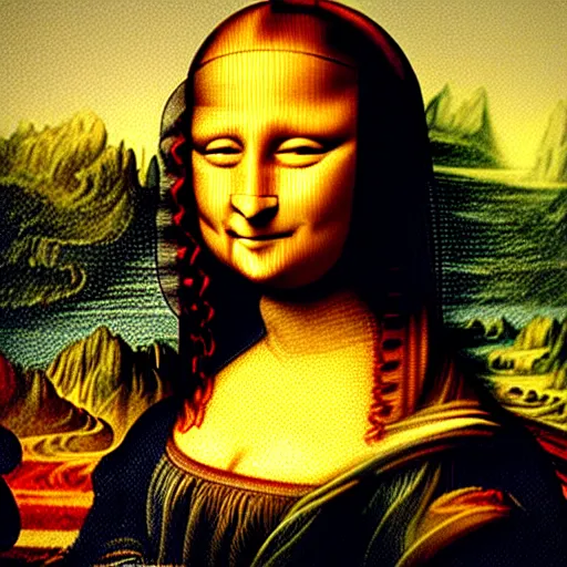 Image similar to mona lisa. crayon.