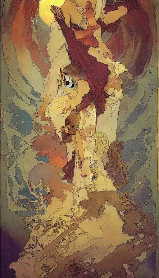 Image similar to the end of the world, by alfons maria mucha