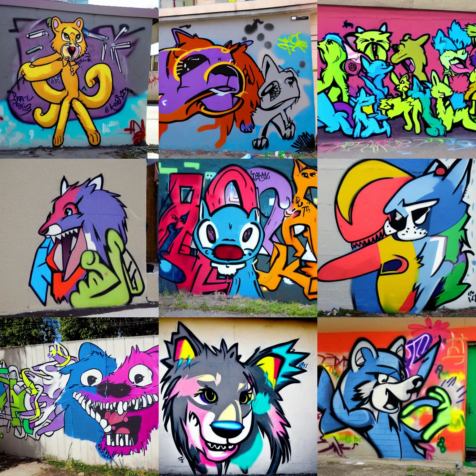 Prompt: furry fandom graffiti