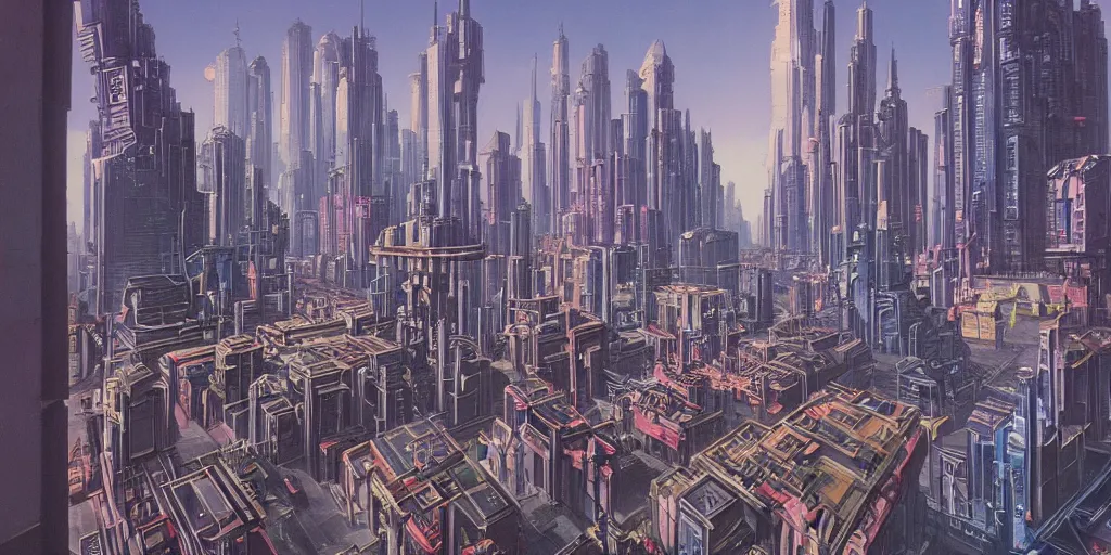 Prompt: a beautiful painting of futuristic city with croweded street alot of people by angus mckie, trending on artstation