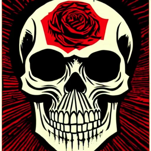 Prompt: punk rock skull, solo. by shepard fairey