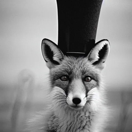 Image similar to 35mm photo of a Fox with a top hat