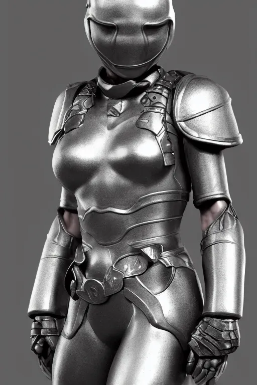 Image similar to a highly detailed sculpt of athletic girl in armor, cinematic light, featured on artstation, octane render, path tracing, sharp focus, 4 k