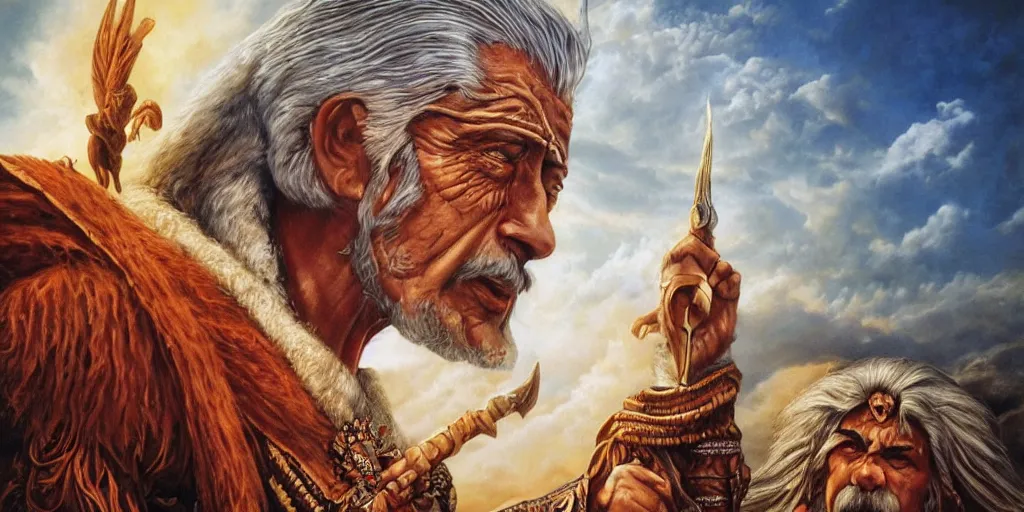 Image similar to Turkic Origin Myth Ergenekon Michael Whelan by Jeff Easley photorealistic by Edmonia Lewis, cinematic, realistic faces, coherent, detailed, intricate dramatic lighting, establishing shot, 8k resolution